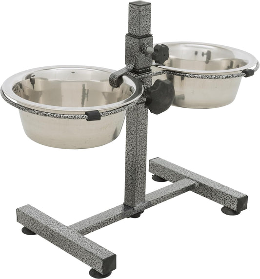 TRIXIE Bar Pour Chien Réglable En Hauteur Avec 2 Gamelles En Inox - Structure Métallique - Blocage De La Gamelle - Pieds En Caoutchouc Réglables Et Antidérapants - Capacité De Chaque 0,75 Ml - 24920
