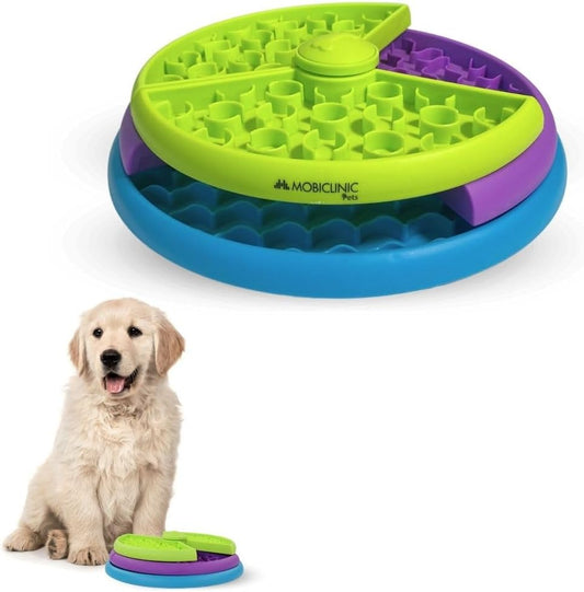 ® Pets, Gamelle Interactive, Pour Chiens, Doggy, Anti-Gloutonnerie, 3 Niveaux Rotatifs, Antidérapant, 26X26X7, 5Cm, Stimulation Mentale, Facile À Nettoyer, Résistant, Chats, Animaux