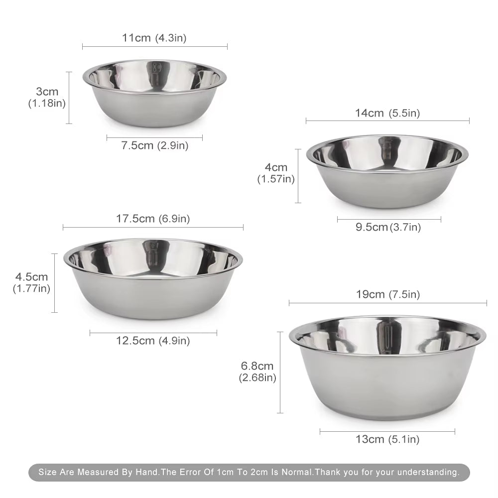 Dog Bowl Stainless Steel Pet Feeding Bowl Cat Food Drinking Feeder Bowl Durable Cheap for Small Medium Big Dogs