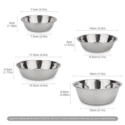 Dog Bowl Stainless Steel Pet Feeding Bowl Cat Food Drinking Feeder Bowl Durable Cheap for Small Medium Big Dogs