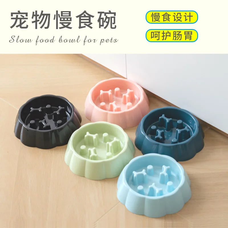Pet Supplies Color Slow Feeder Cat Bowl Anti-Choking Plastic Dog Puzzle Food Bowl, Dog Water Basin for Anxiety Relief