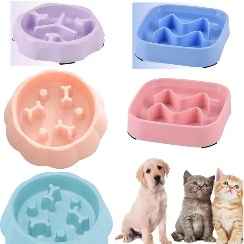 Pet Supplies Color Slow Feeder Cat Bowl Anti-Choking Plastic Dog Puzzle Food Bowl, Dog Water Basin for Anxiety Relief