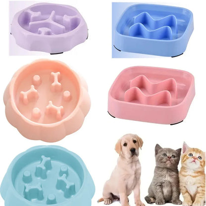 Pet Supplies Color Slow Feeder Cat Bowl Anti-Choking Plastic Dog Puzzle Food Bowl, Dog Water Basin for Anxiety Relief