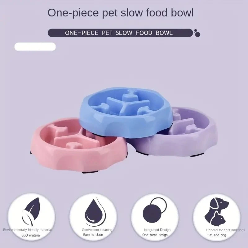 Pet Supplies Color Slow Feeder Cat Bowl Anti-Choking Plastic Dog Puzzle Food Bowl, Dog Water Basin for Anxiety Relief