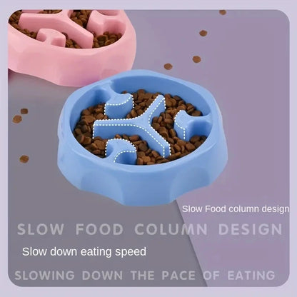 Pet Supplies Color Slow Feeder Cat Bowl Anti-Choking Plastic Dog Puzzle Food Bowl, Dog Water Basin for Anxiety Relief