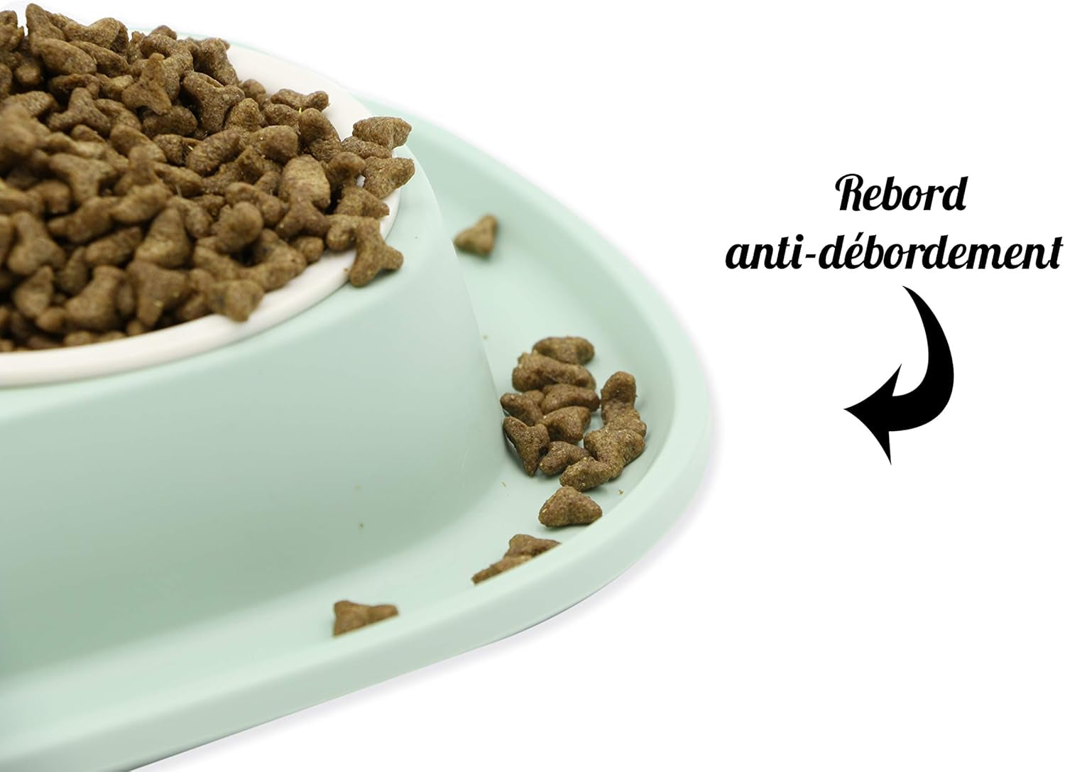 Agrobiothers Aime Gamelle Pour Chien Et Chat, Avec Double Bols Amovibles, Support Anti-Dérapant Et anti Débordement, Contenance 2 X 230Ml, Gamelle Avec Bol Amovible